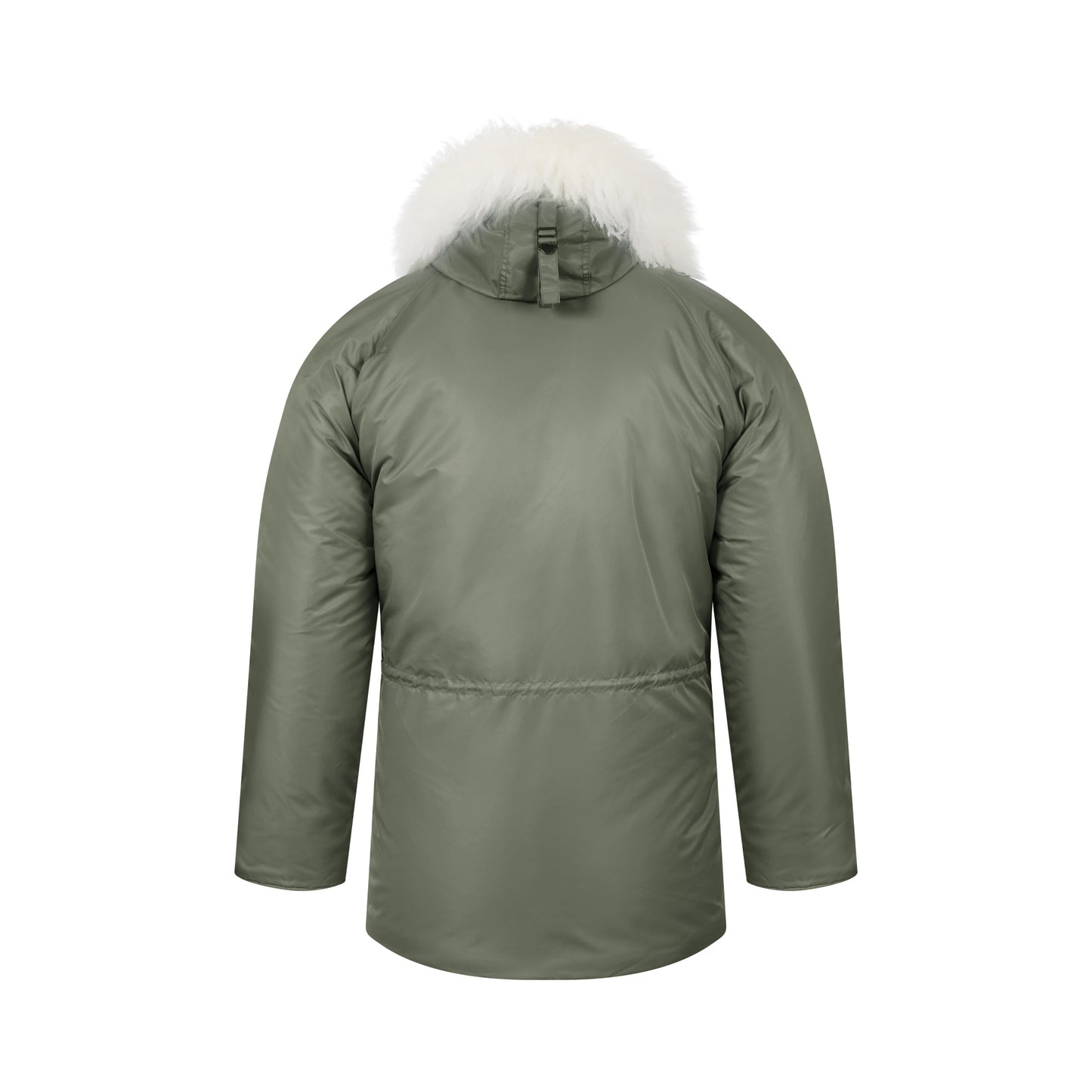 N-3B Parka Hooded Jacket Winter Padded Long Coat Olive With White Fur
