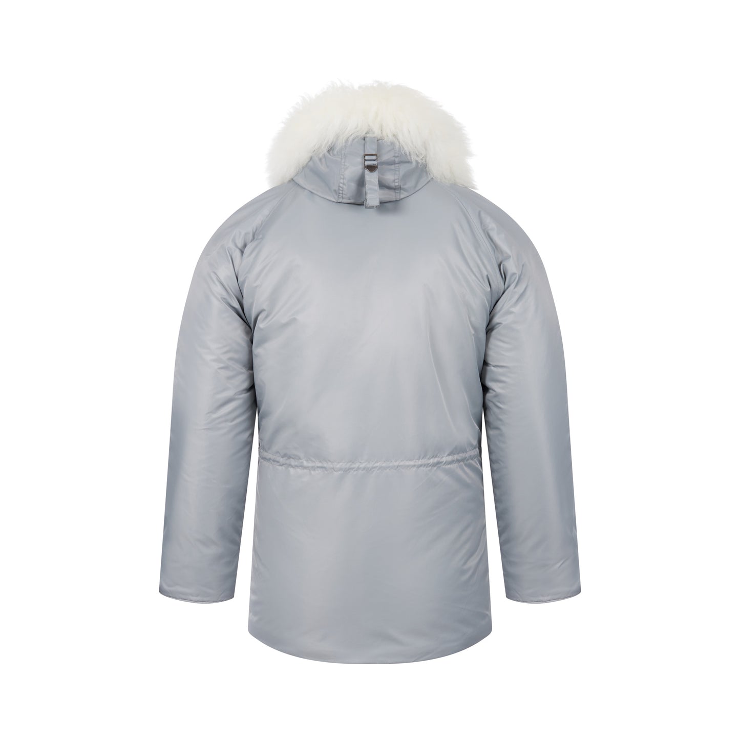 N-3B Parka Hooded Jacket Winter Padded Long Coat Silver With White Fur
