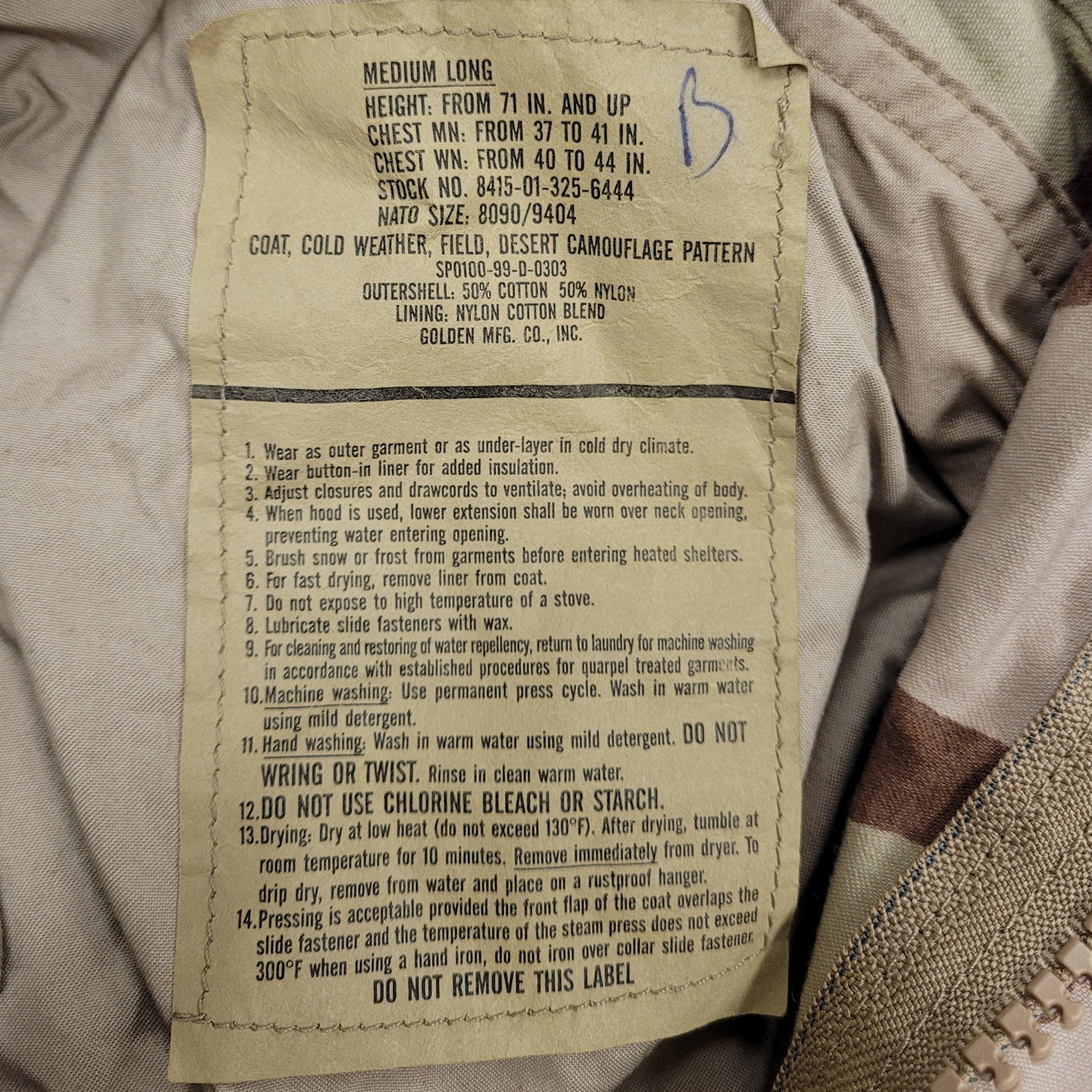 Original US M65 Jacket Combat Field Coat Military Vintage Surplus Tri Desert Minor Defects US Tri Desert (3D)
