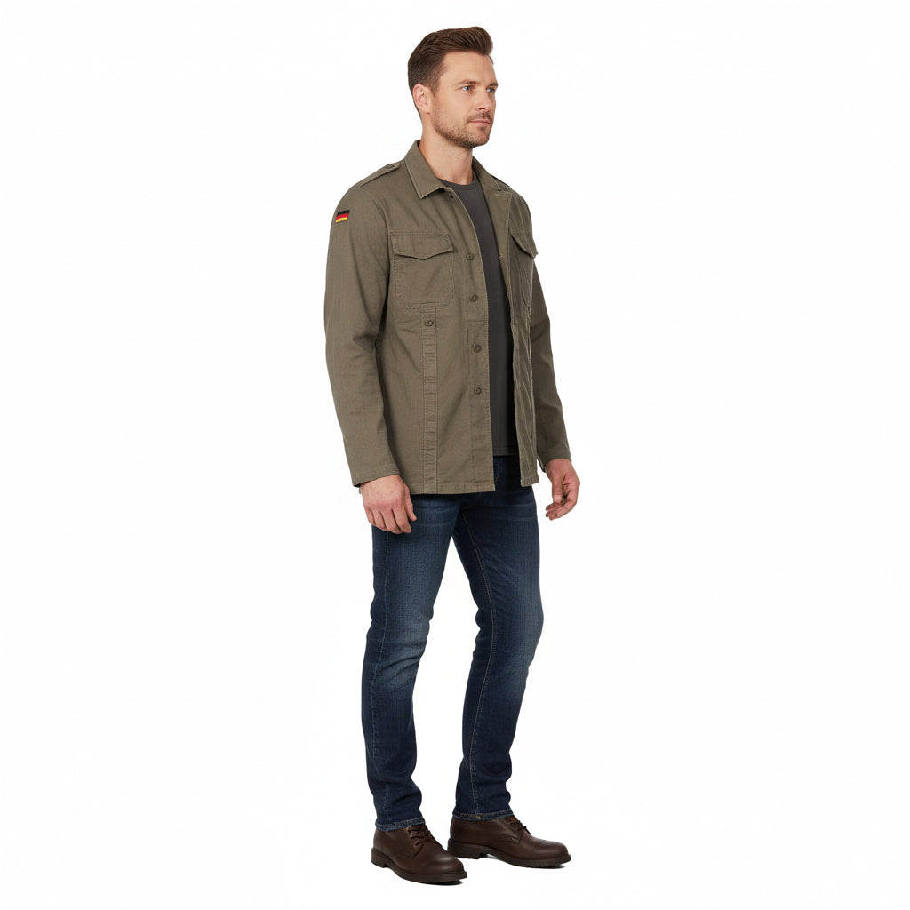 Original German Army Moleskin Jacket Vintage Coat Olive Green