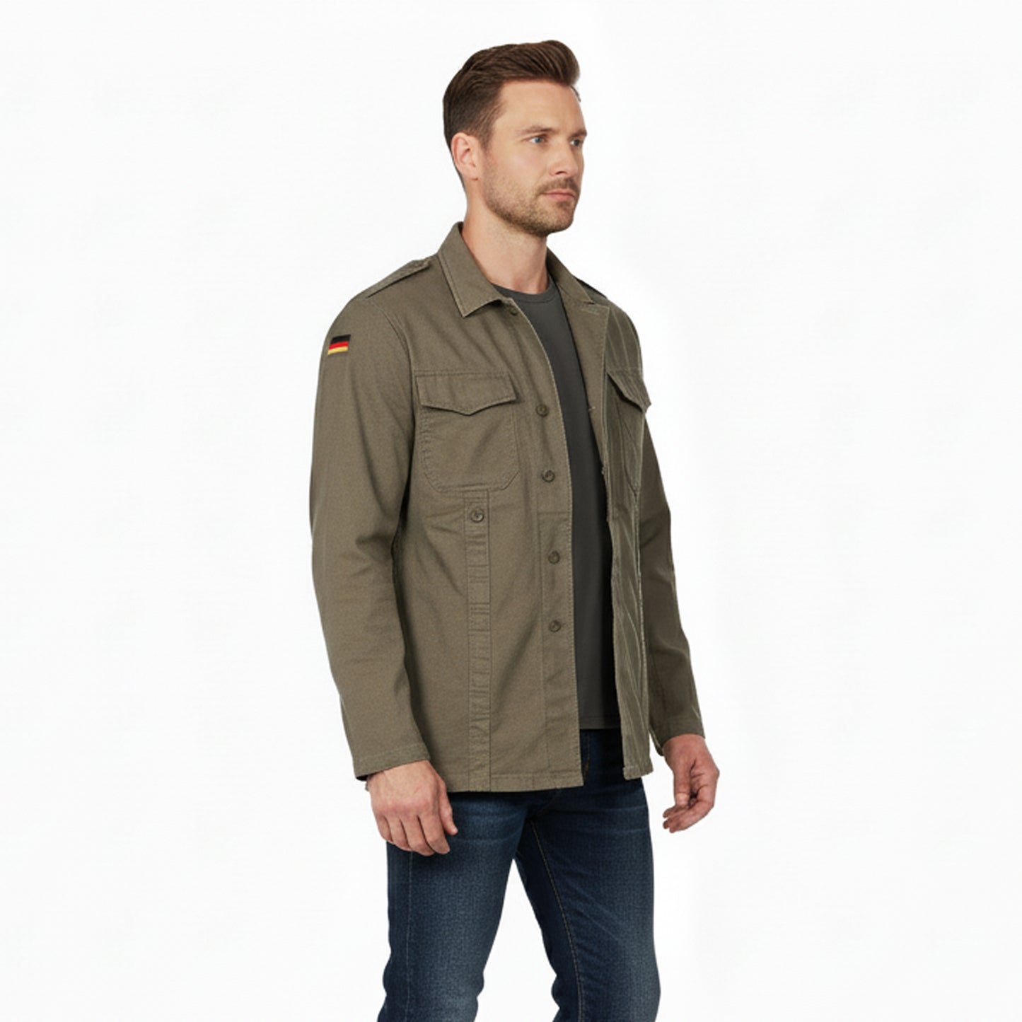 Original German Army Moleskin Jacket Vintage Coat Olive Green
