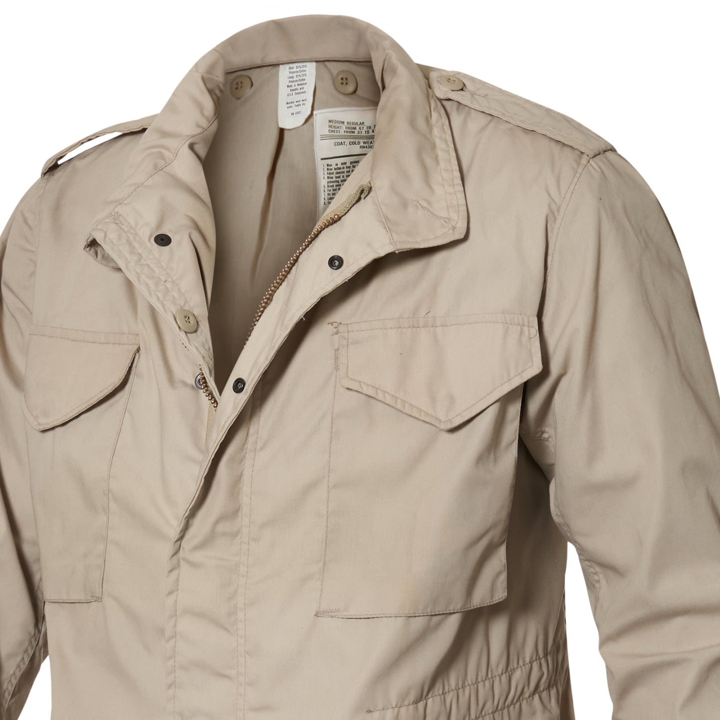 Original US M65 Jacket Combat Field Coat Military Vintage Surplus Beige