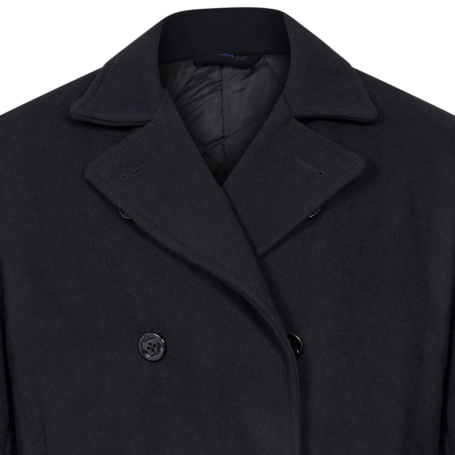 Pea Coat US Navy Military Style Wool Jacket Black