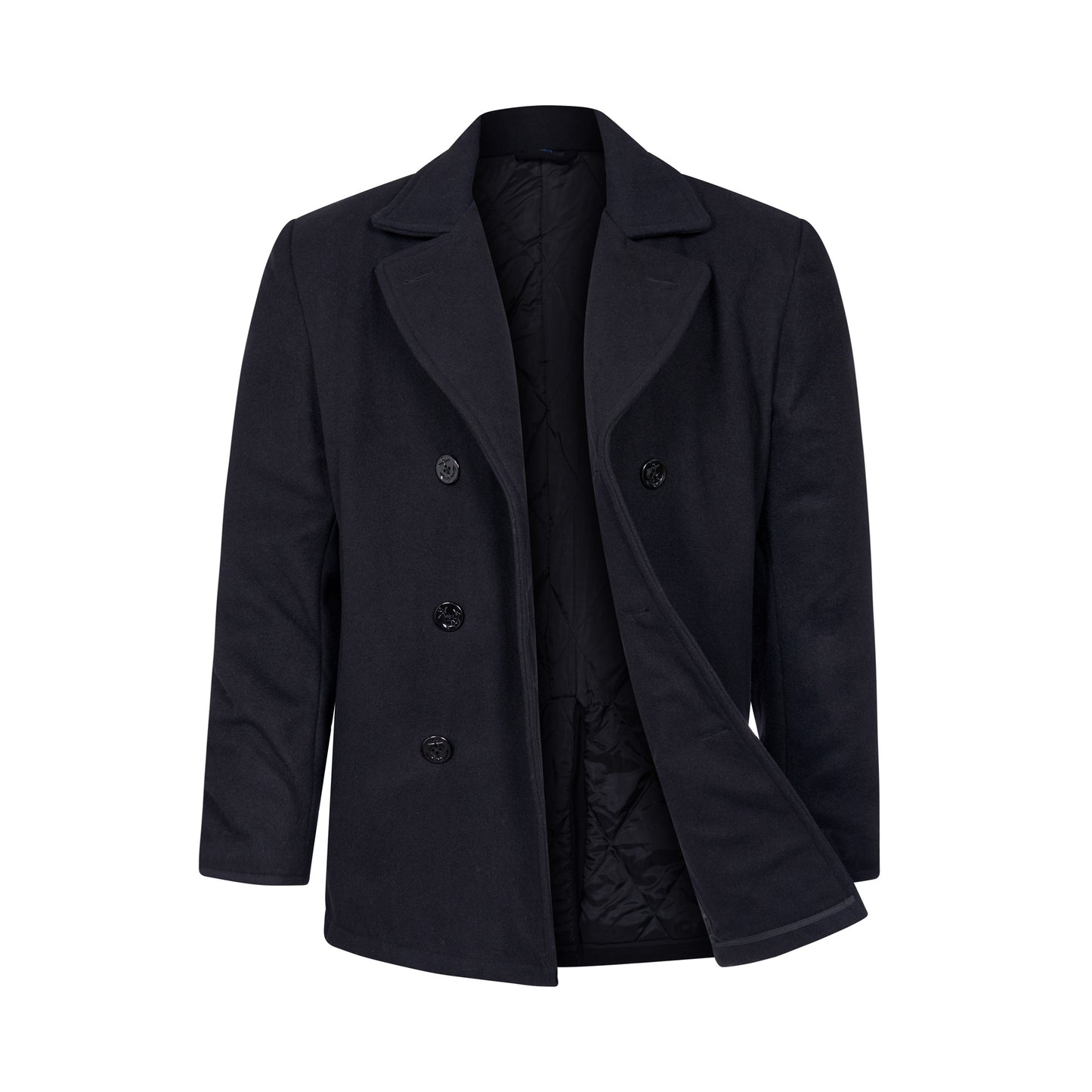 Pea Coat US Navy Military Style Wool Jacket Dark Navy