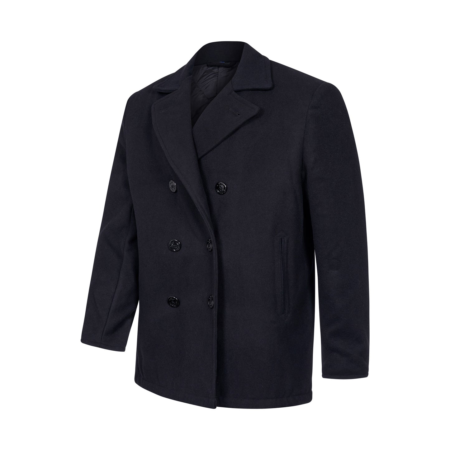 Pea Coat US Navy Military Style Wool Jacket Dark Navy