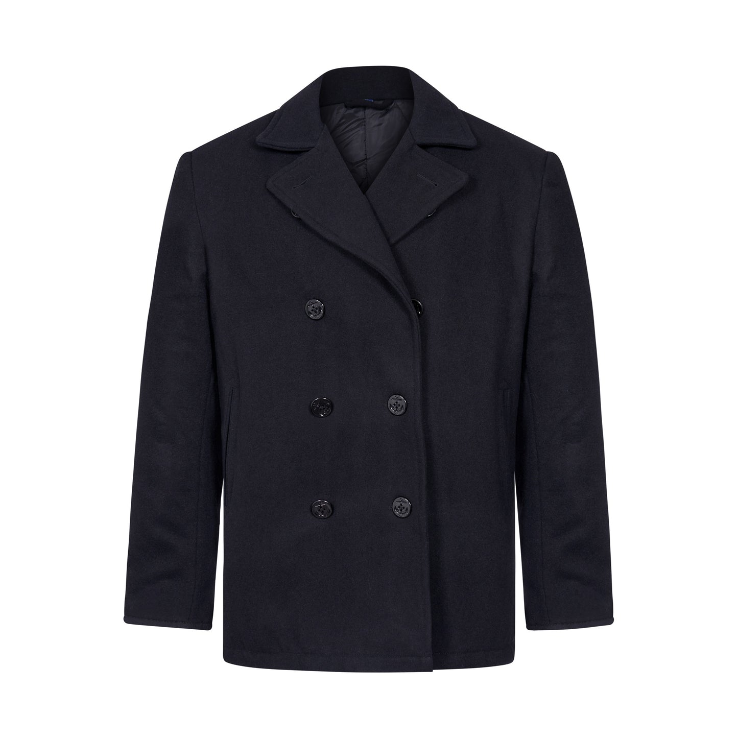 Pea Coat US Navy Military Style Wool Jacket Dark Navy