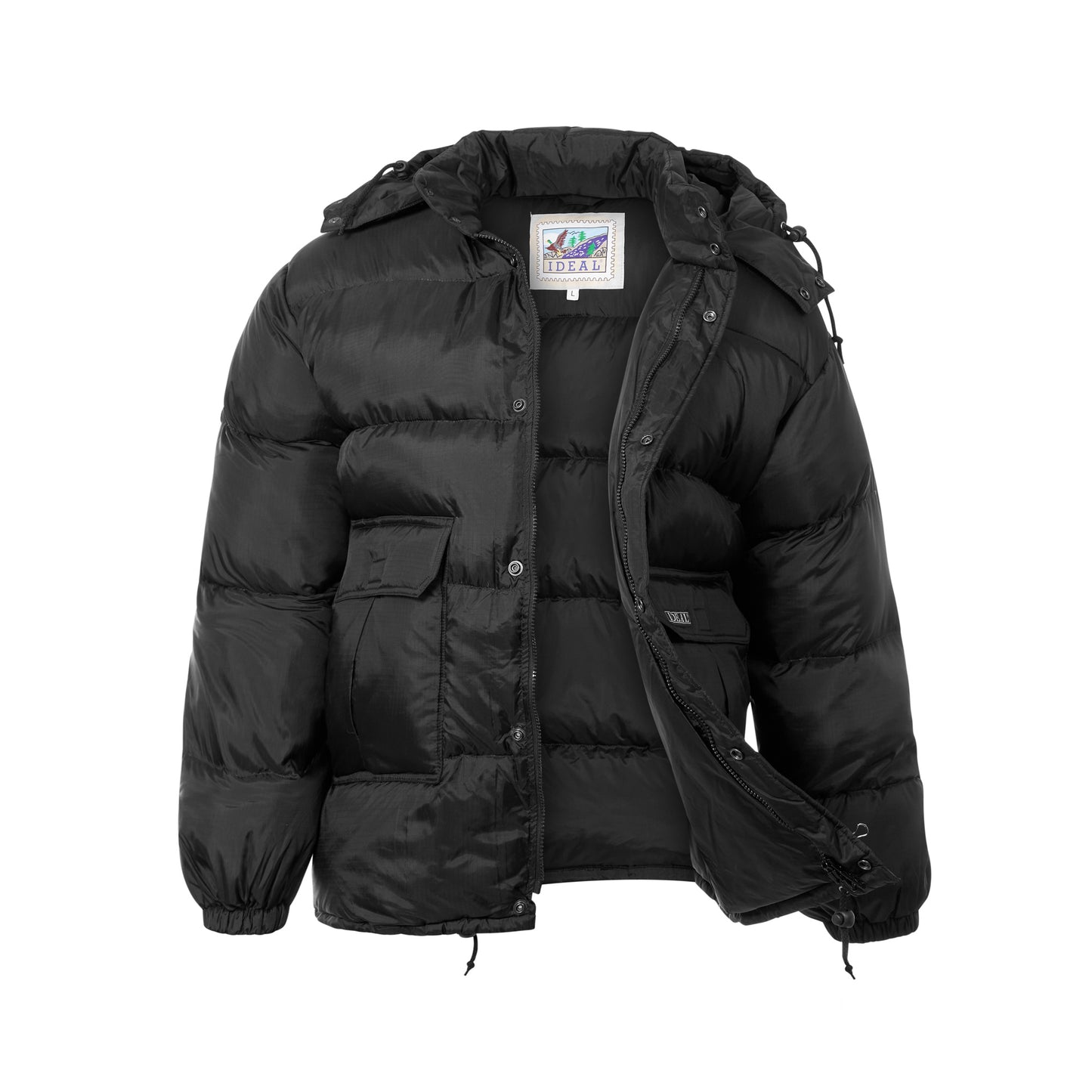 Puffer Jacket Winter Padded Insulated Warm Long Coat Black