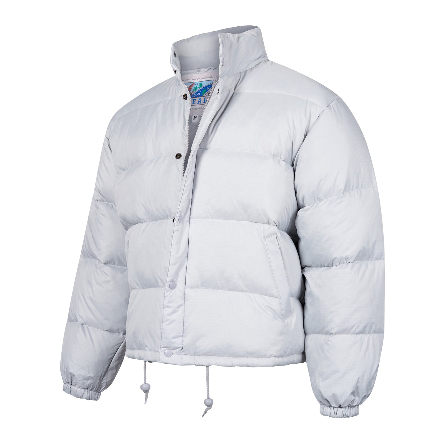 Puffer Jacket Winter Padded Insulated Warm Coat Bomber Silver