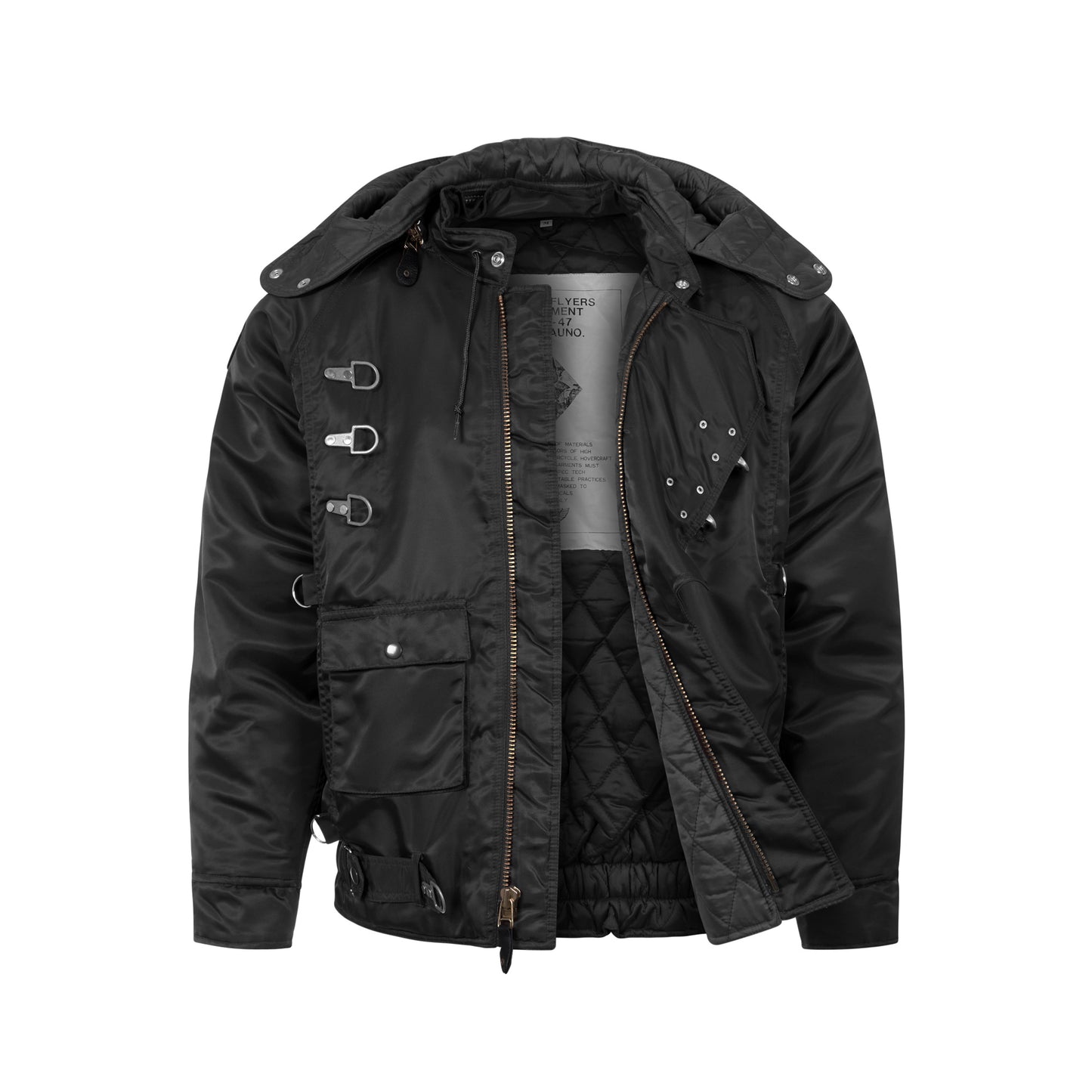 Padded Jacket US Emergency Rescue Bomber Hooded Coat Black