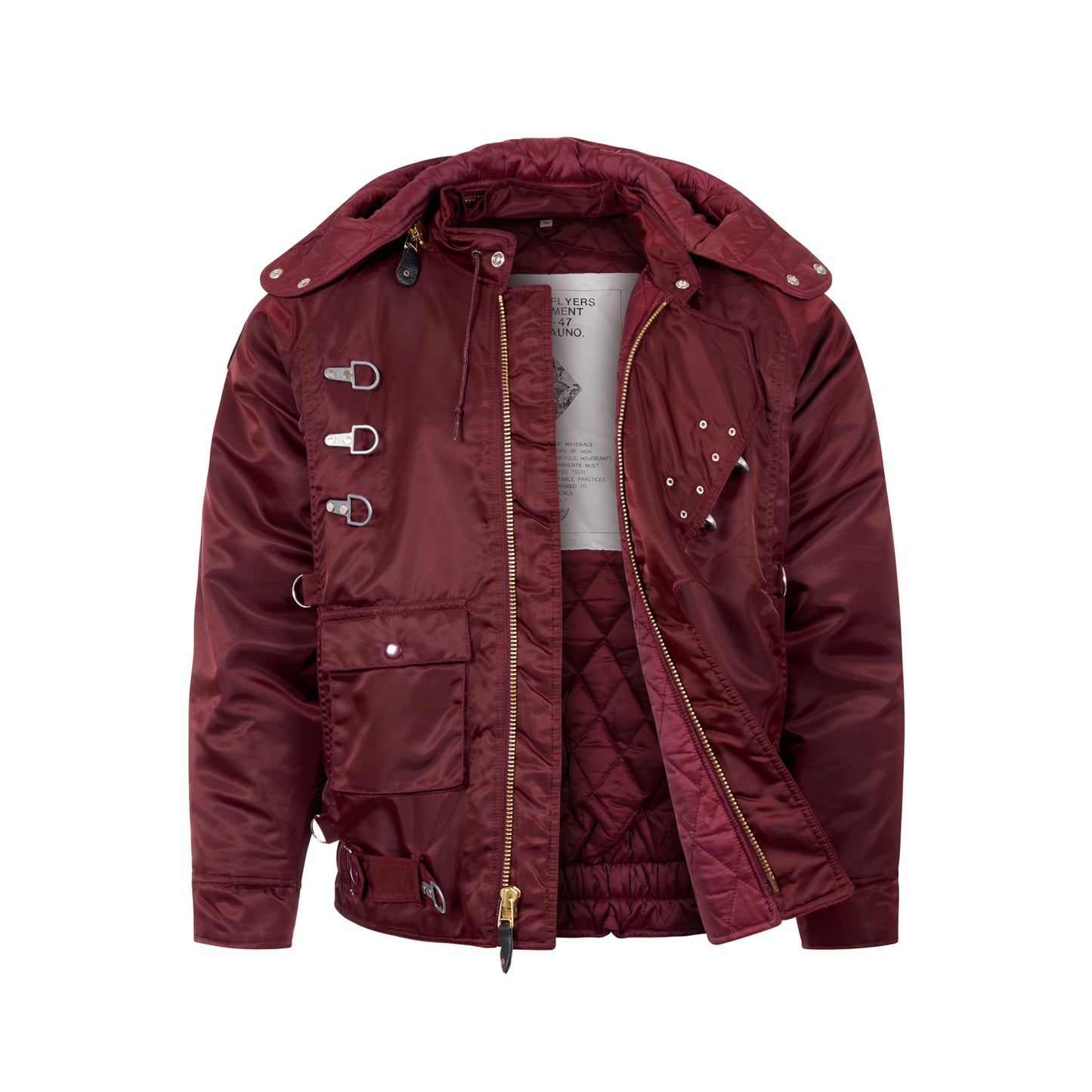 Padded Jacket US Emergency Rescue Bomber Hooded Coat Maroon