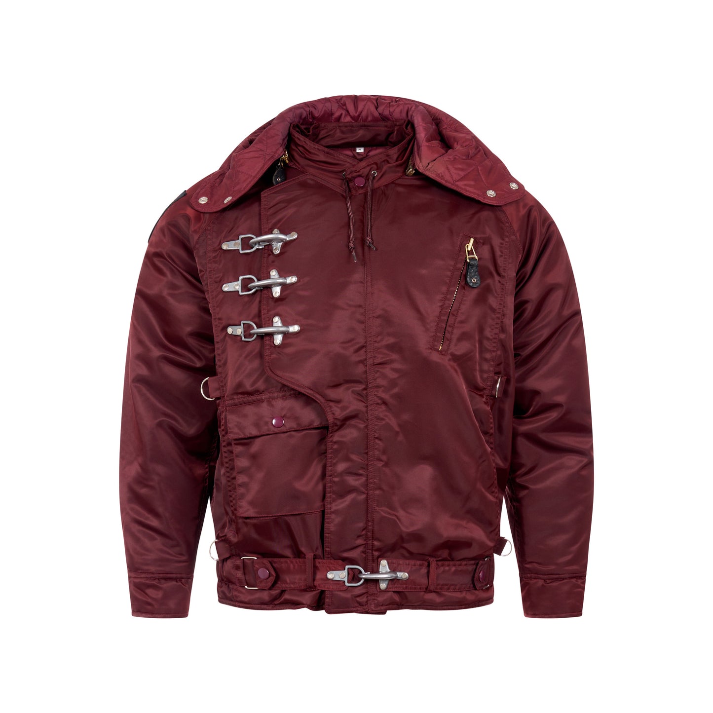 Padded Jacket US Emergency Rescue Bomber Hooded Coat Maroon