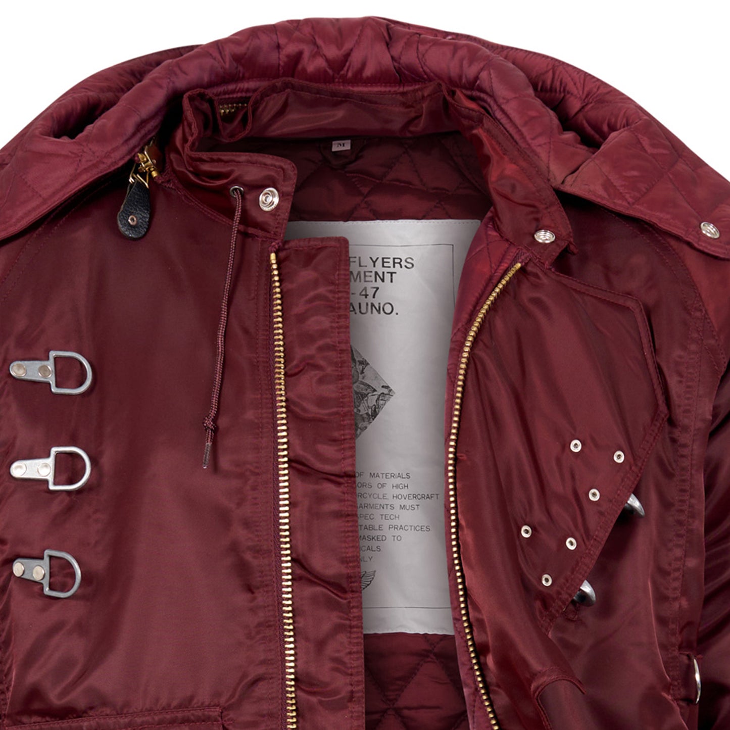 Padded Jacket US Emergency Rescue Bomber Hooded Coat Maroon