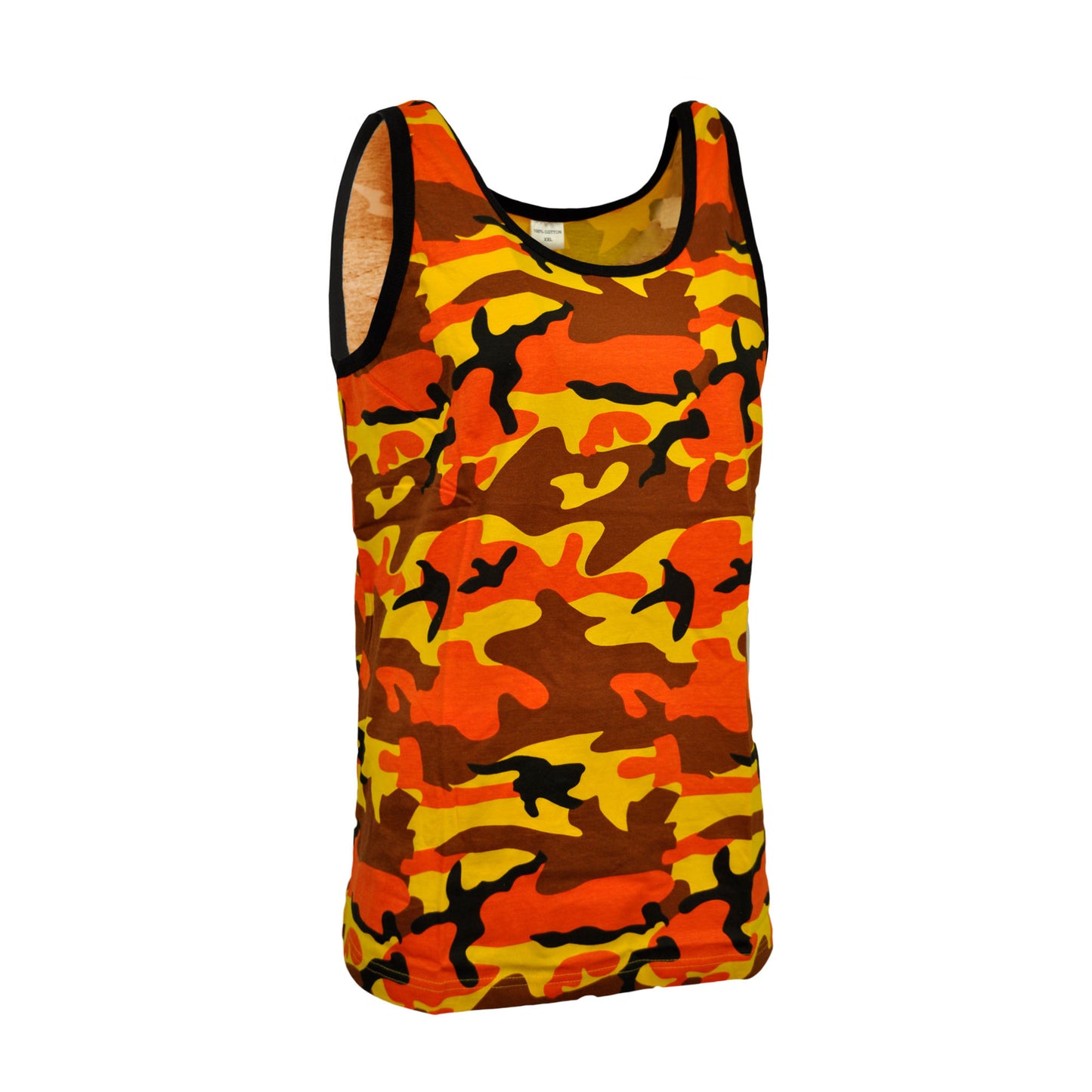 Army Vest Military Style Singlet Sleeveless Tank Top Orange Camo