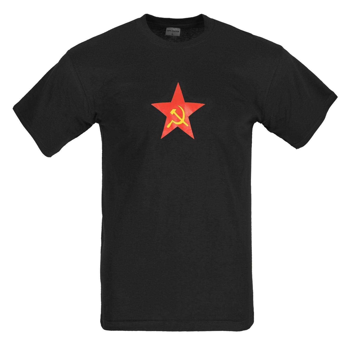 Combat T-Shirt Star Printed Cotton Short Sleeve Top Black