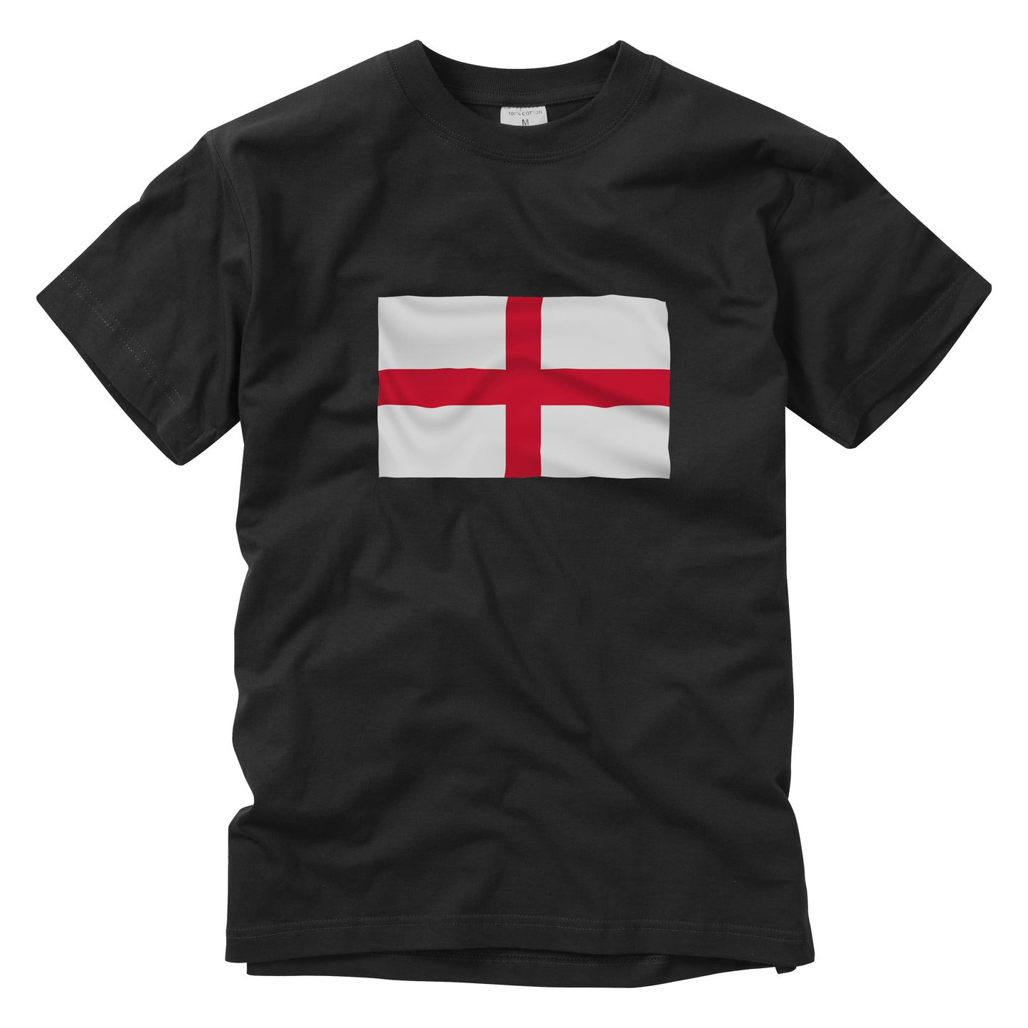 T-Shirt St George Flag Printed Cotton Short Sleeve Top Black