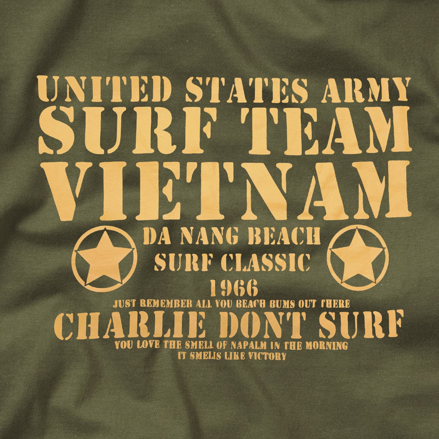 Army T-Shirt Printed SURF TEAM Combat Cotton Short Sleeve Top Olive