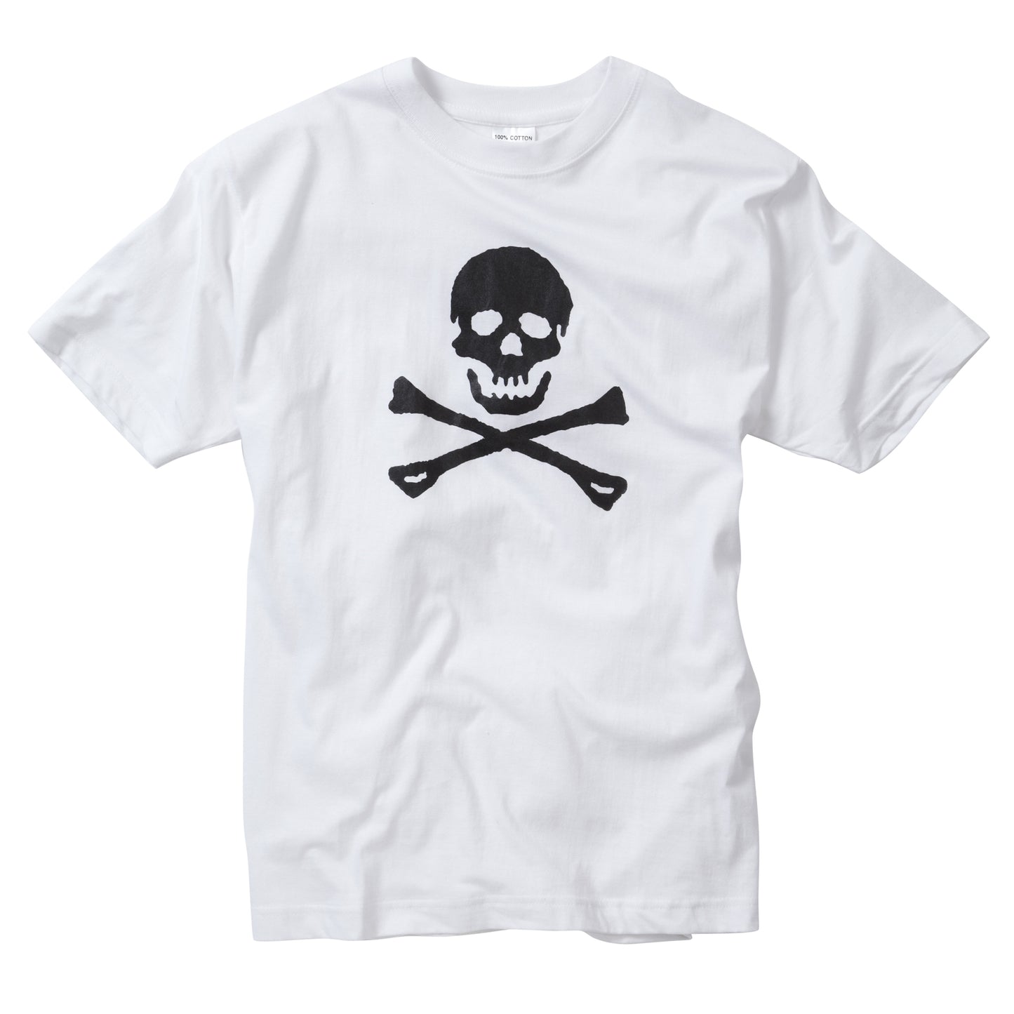 Combat T-Shirt Skull Crossbones Printed Cotton Short Sleeve Top White