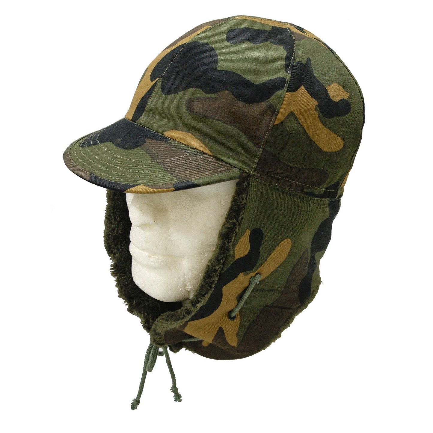 Winter Hat Army Style Camping Fishing Trapper Woodland Camo