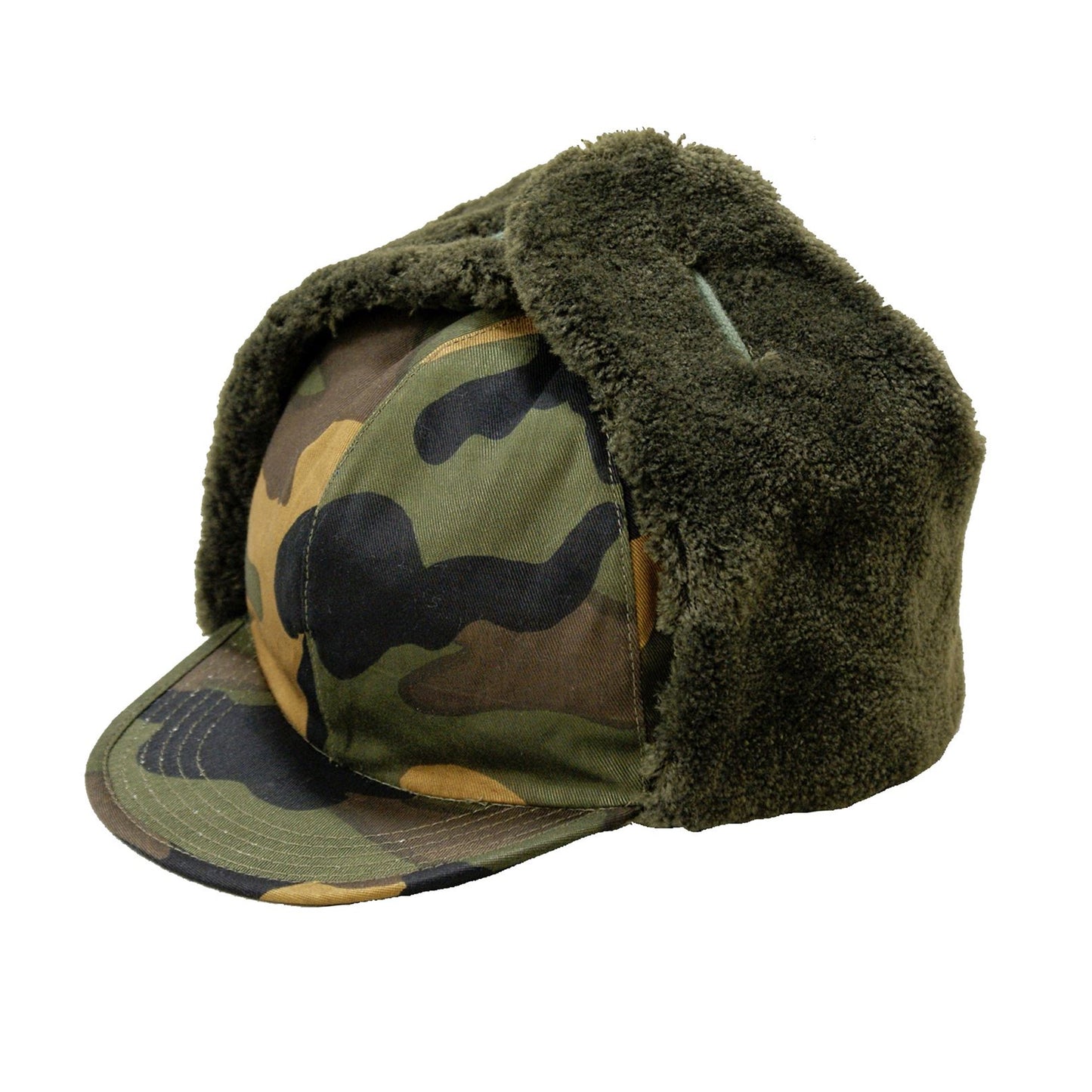Winter Hat Army Style Camping Fishing Trapper Woodland Camo
