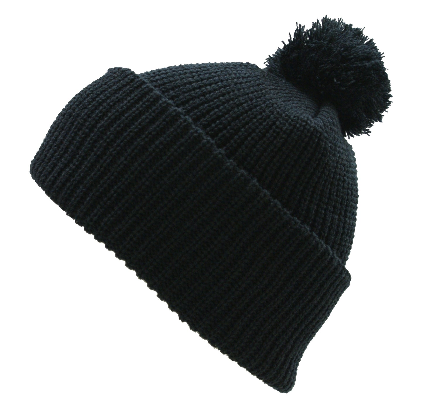 Pom Pom Beanie Hat Winter Watch Cap Black