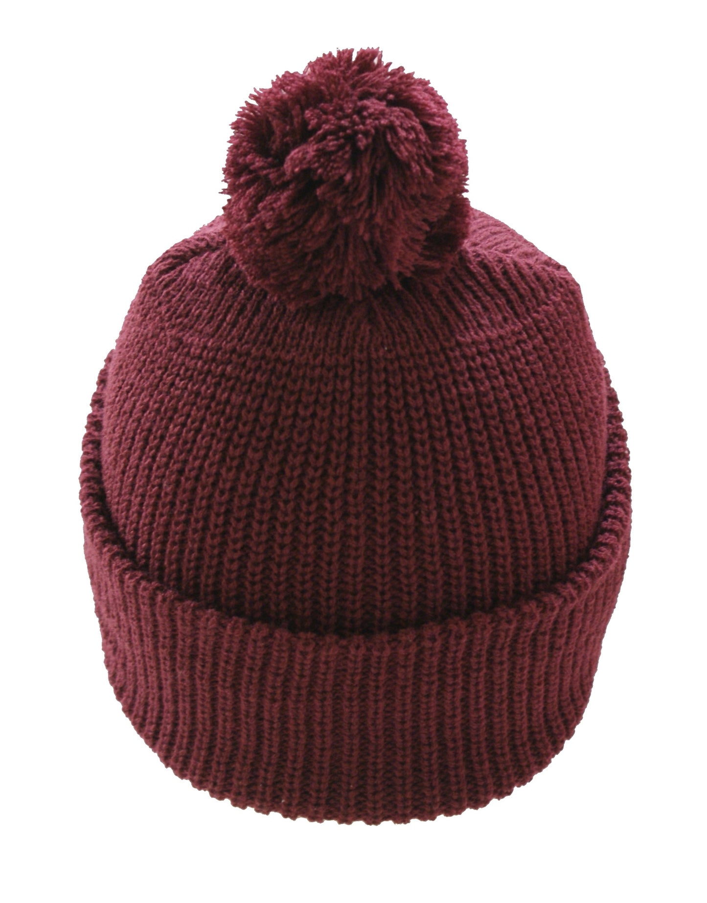 Pom Pom Beanie Hat Winter Watch Cap Maroon