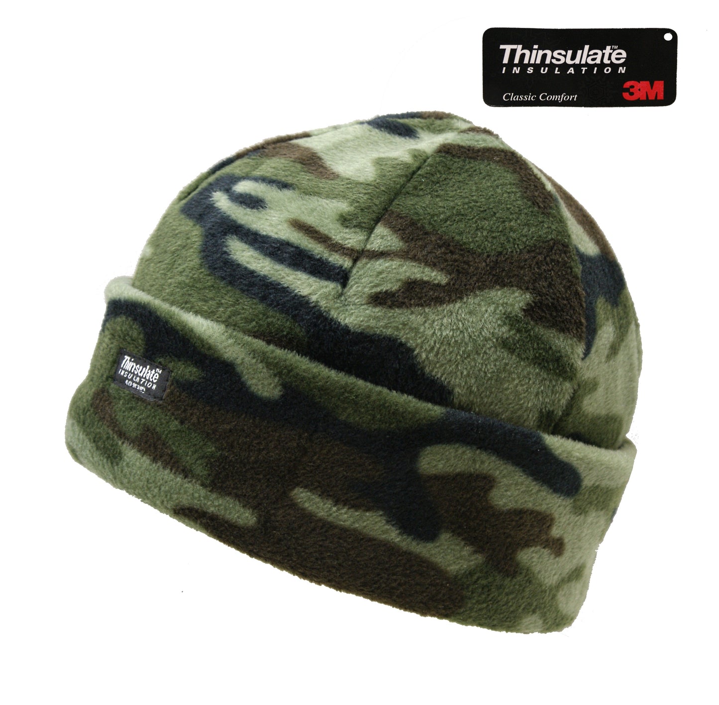 Army Hat Military Style Thinsulate Fleece Watch Cap Woodland Camo