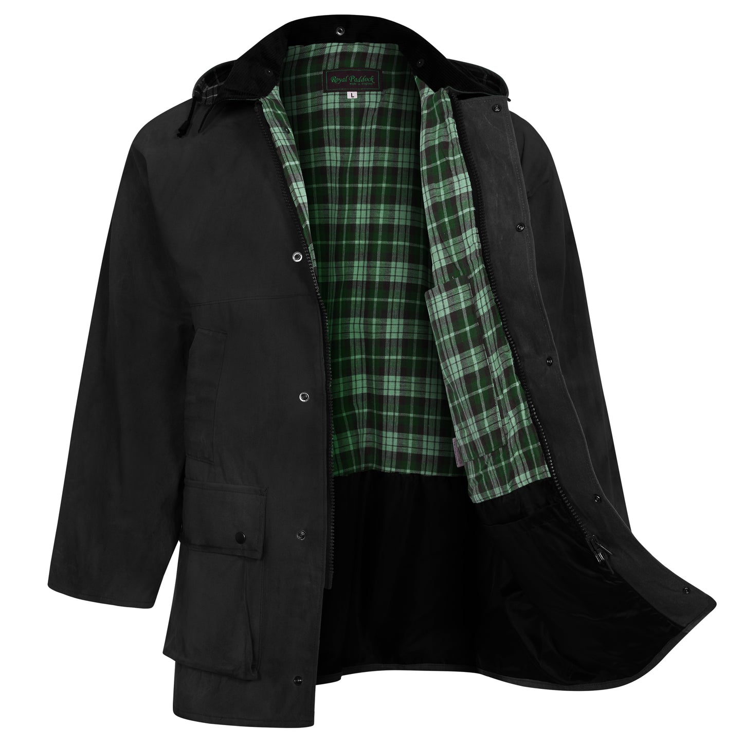 Wax Jacket Original British Classic Hunting Fishing Riding Coat Black
