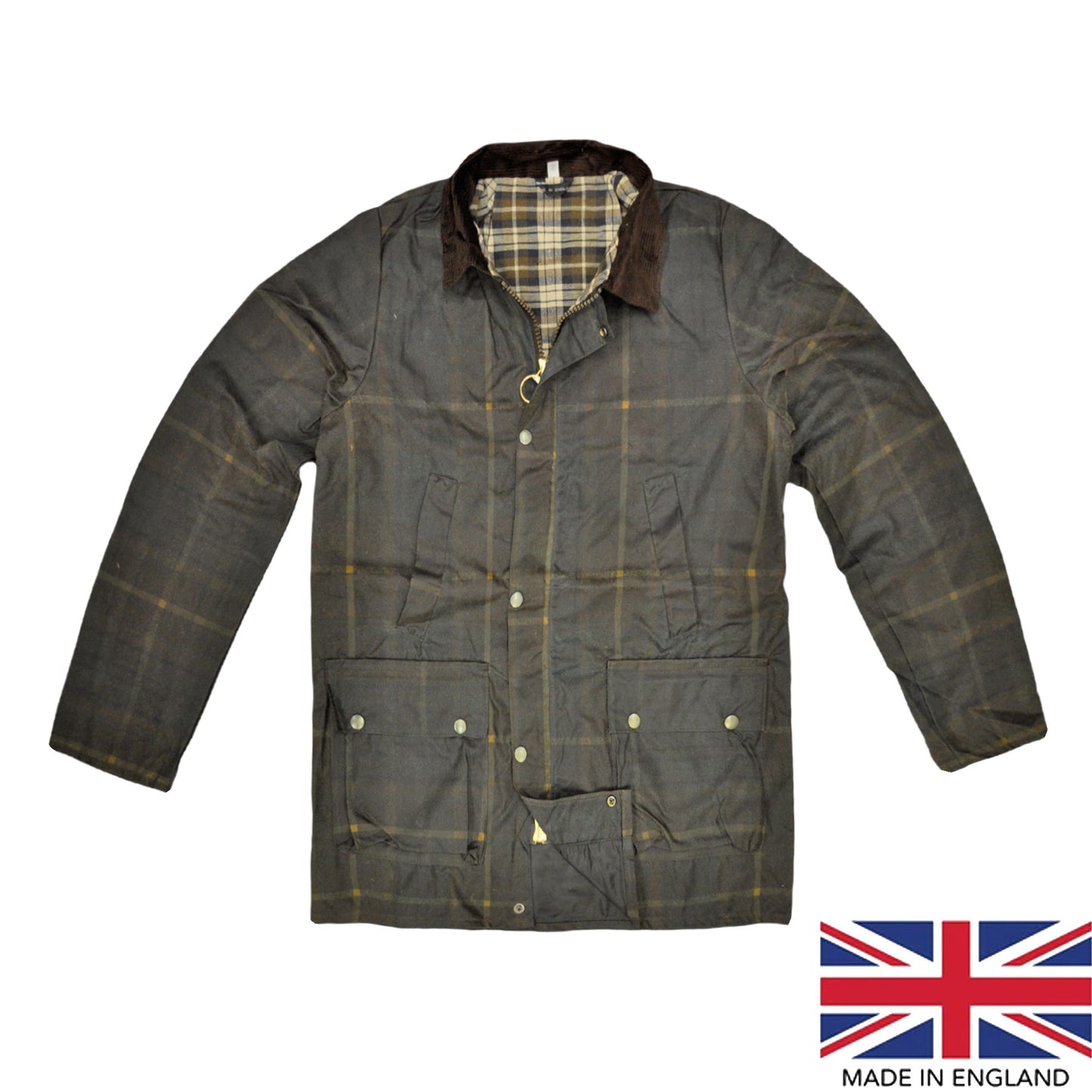 Plaid Wax Jacket Hiking Camping Riding Biker Coat Plaid