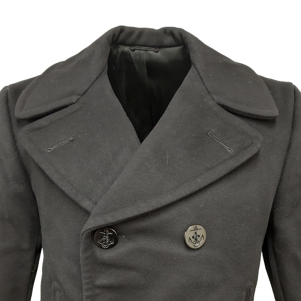 Original US Army Pea Coat Military Vintage Jacket Black