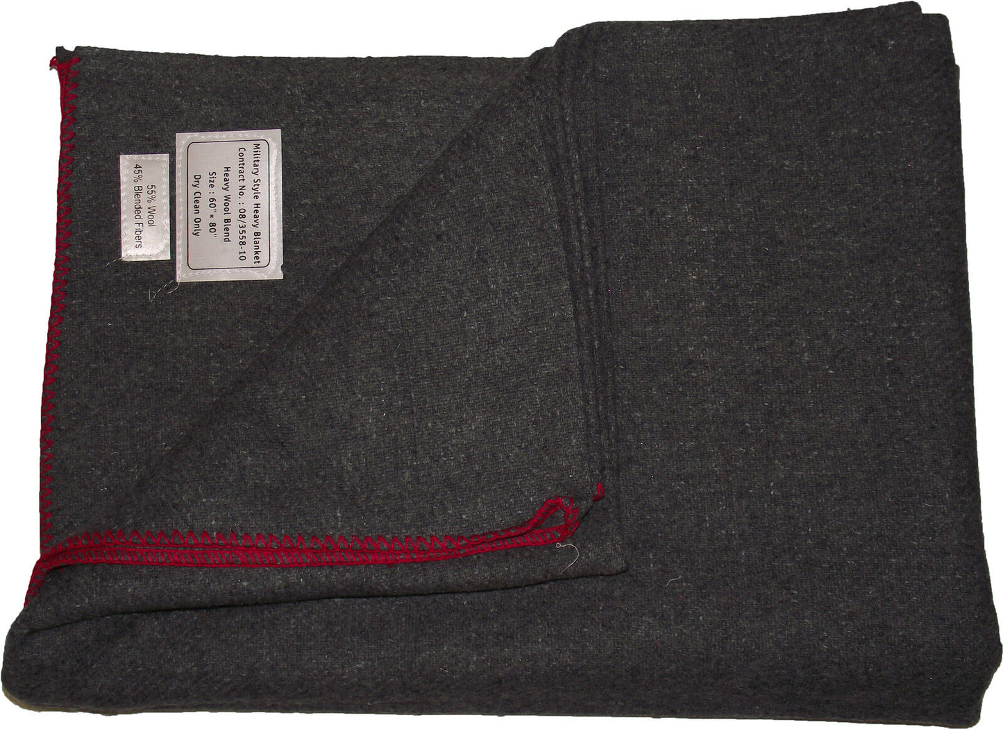 Wool Blanket Army Military Outdoor Gear Grey with Red Trim