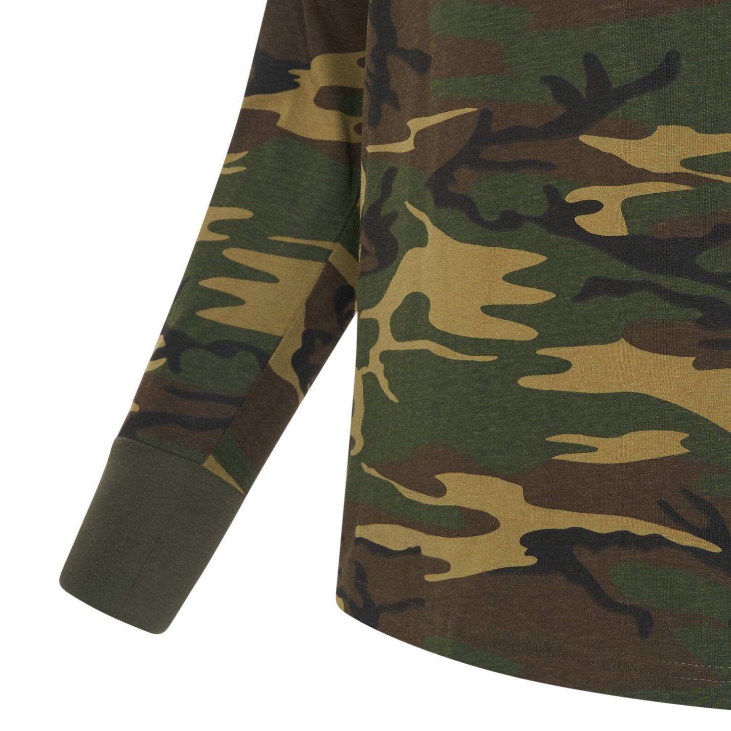 Army T-Shirt Military Style Combat Cotton Long Sleeve Top Woodland Camo