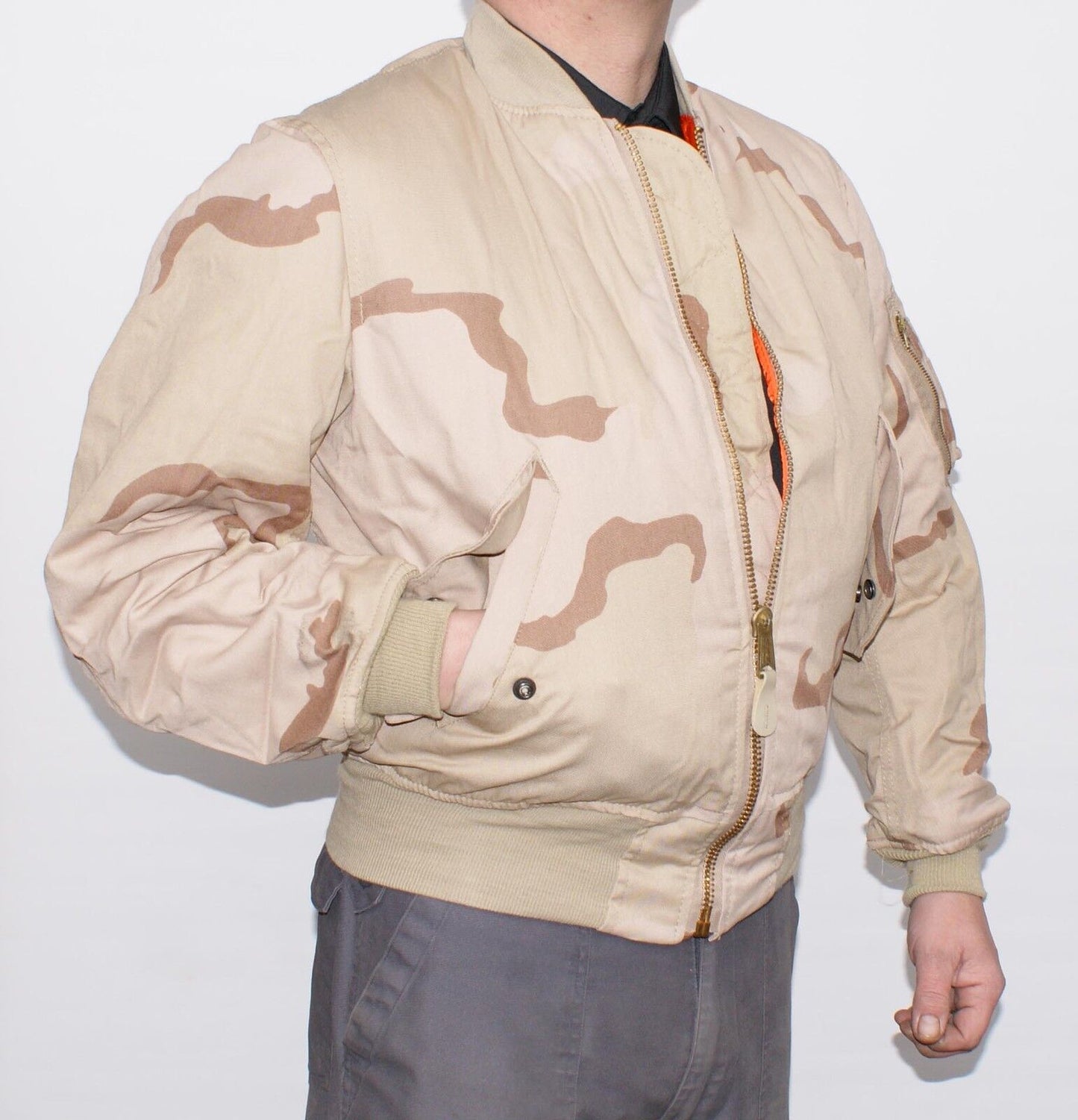 Original MA1 Flight Jacket Vintage Padded Bomber Tri Desert
