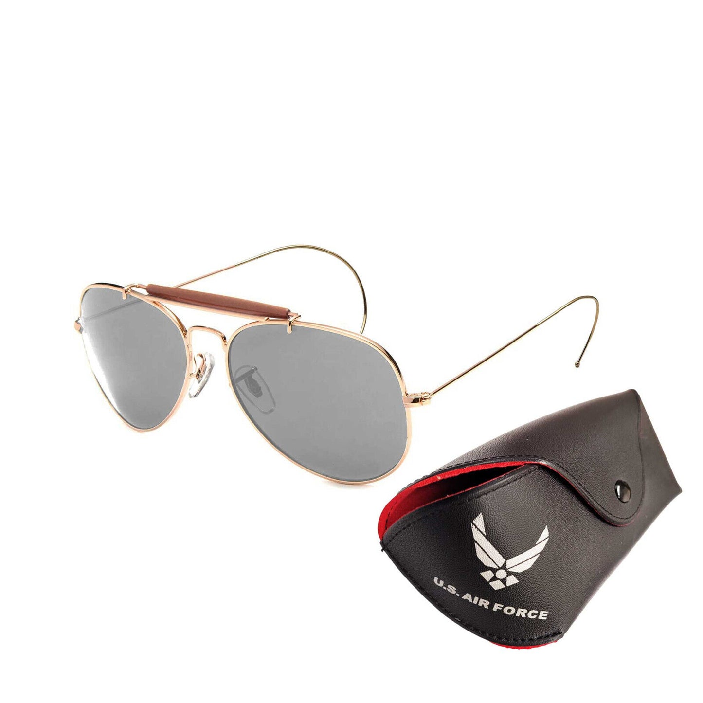 Pilot Sunglasses US Air Force Style with Case Mirror Lenses