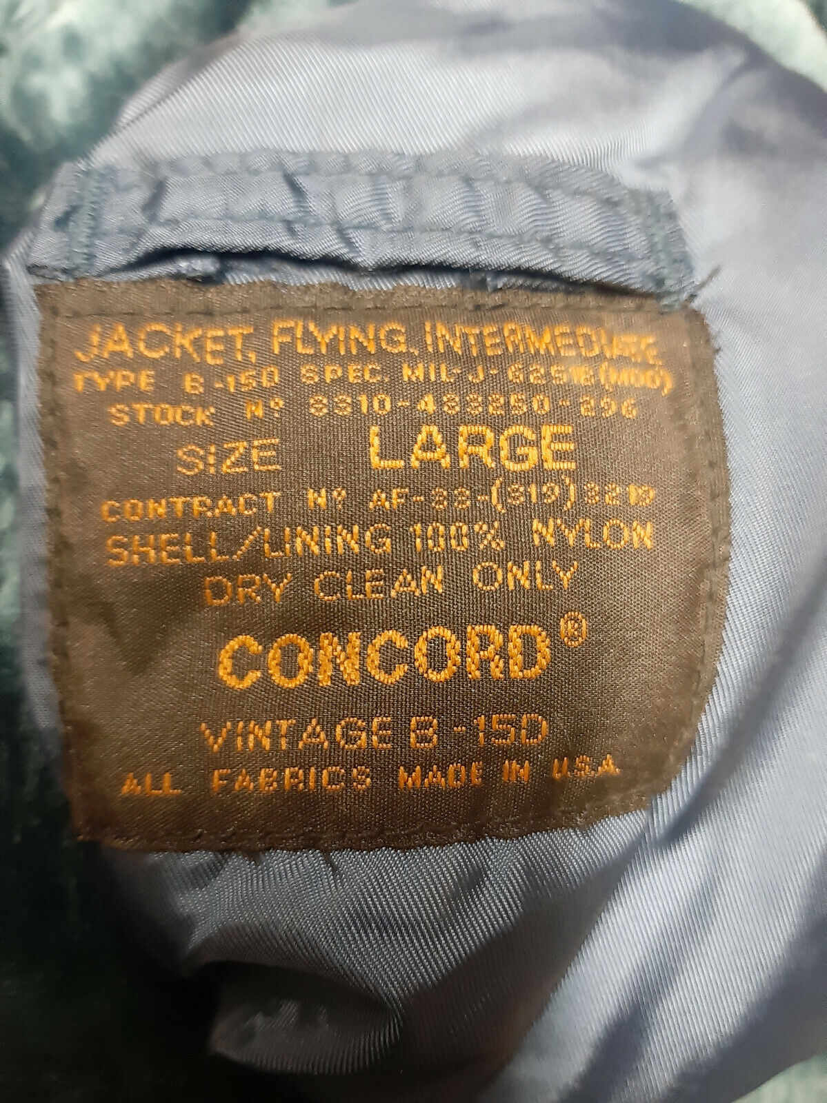Original Flight Jacket Concord B15 Fur Collar Padded Bomber Navy