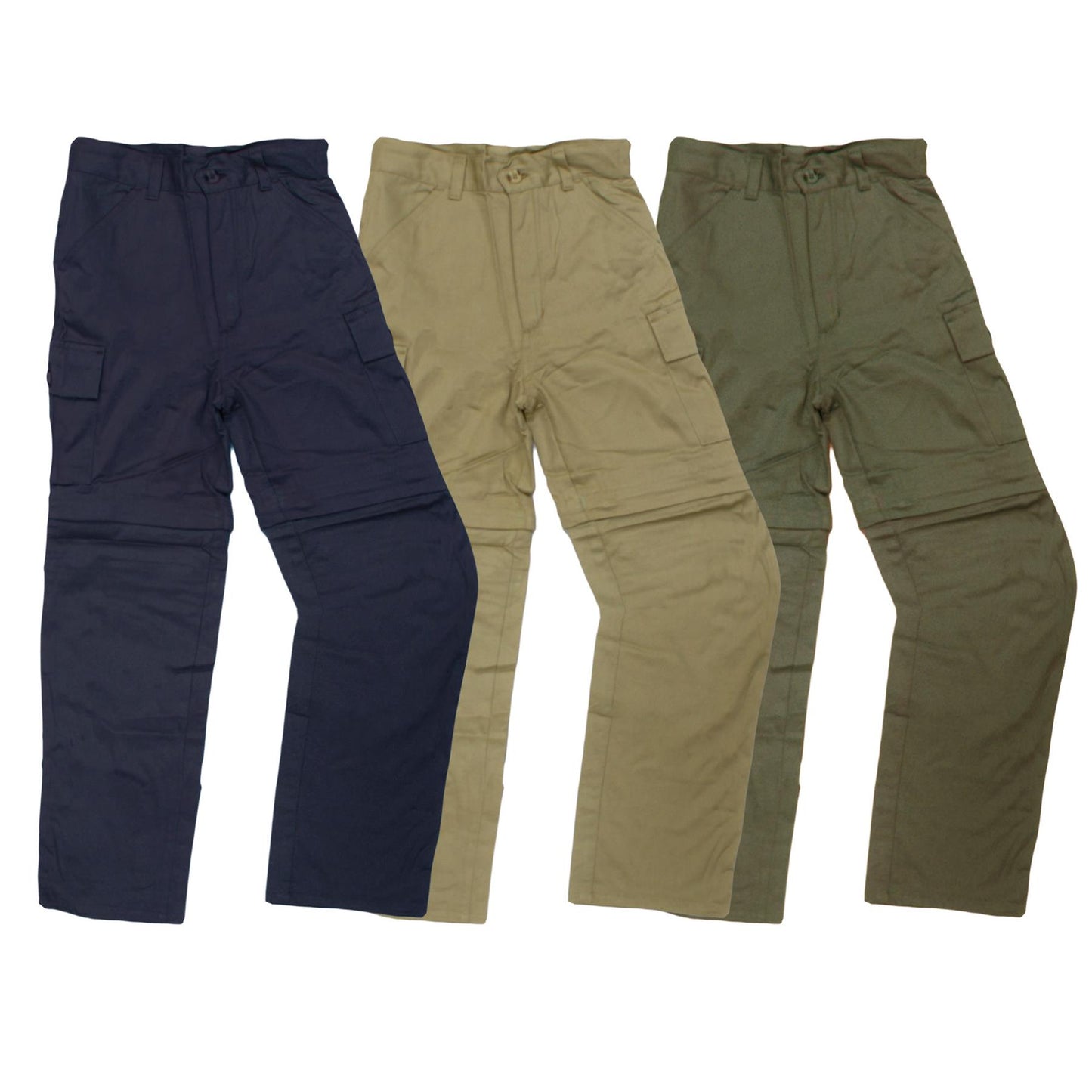 Kids Trousers 2 in 1, Zip-Off Shorts Olive