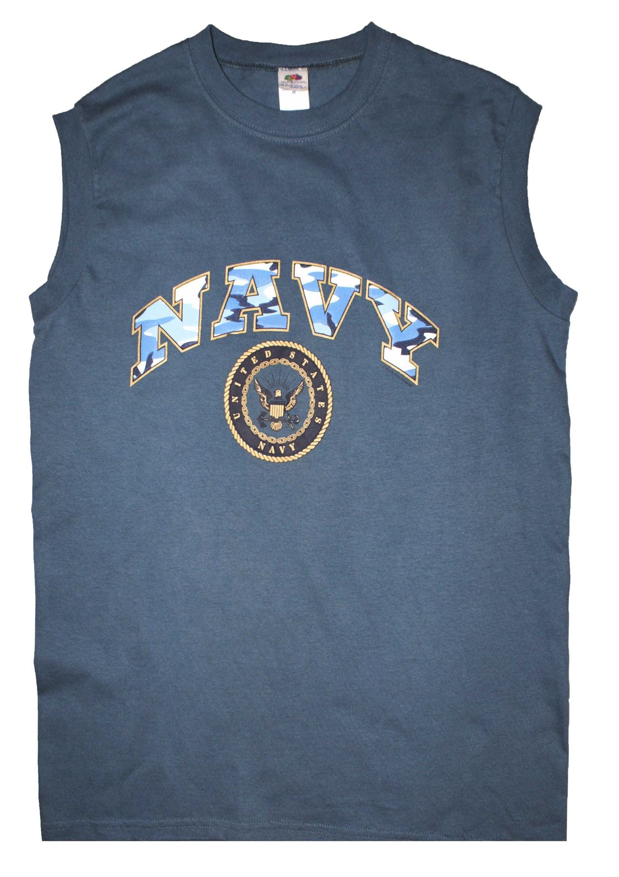 Army Vest US NAVY Printed Cotton Combat Sleeveless Top Navy