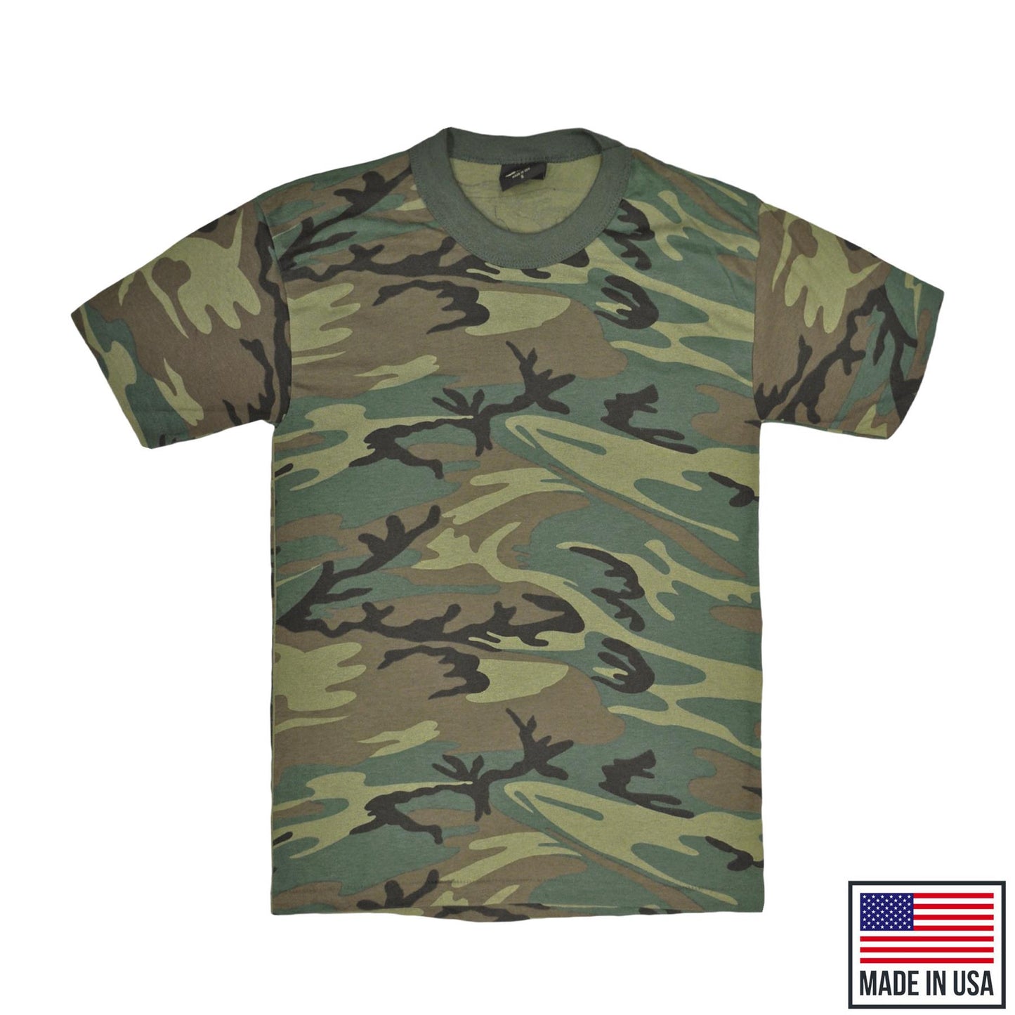 Original US Short Sleeve T Shirt Military Top Woodland Camo