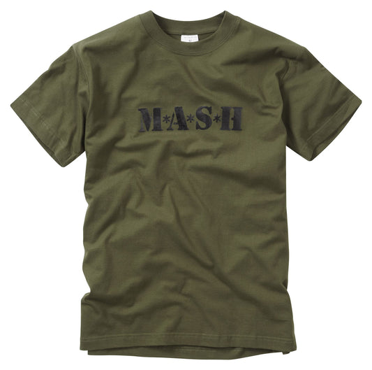 Army T-Shirt Printed MASH Combat Cotton Short Sleeve Top Olive