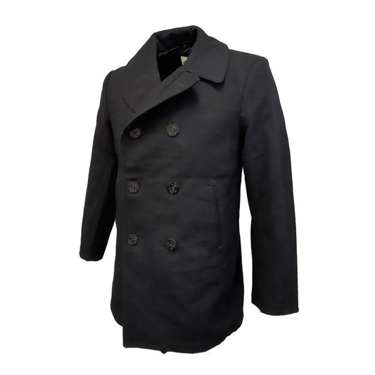 Original US Army Pea Coat Military Vintage Jacket Black