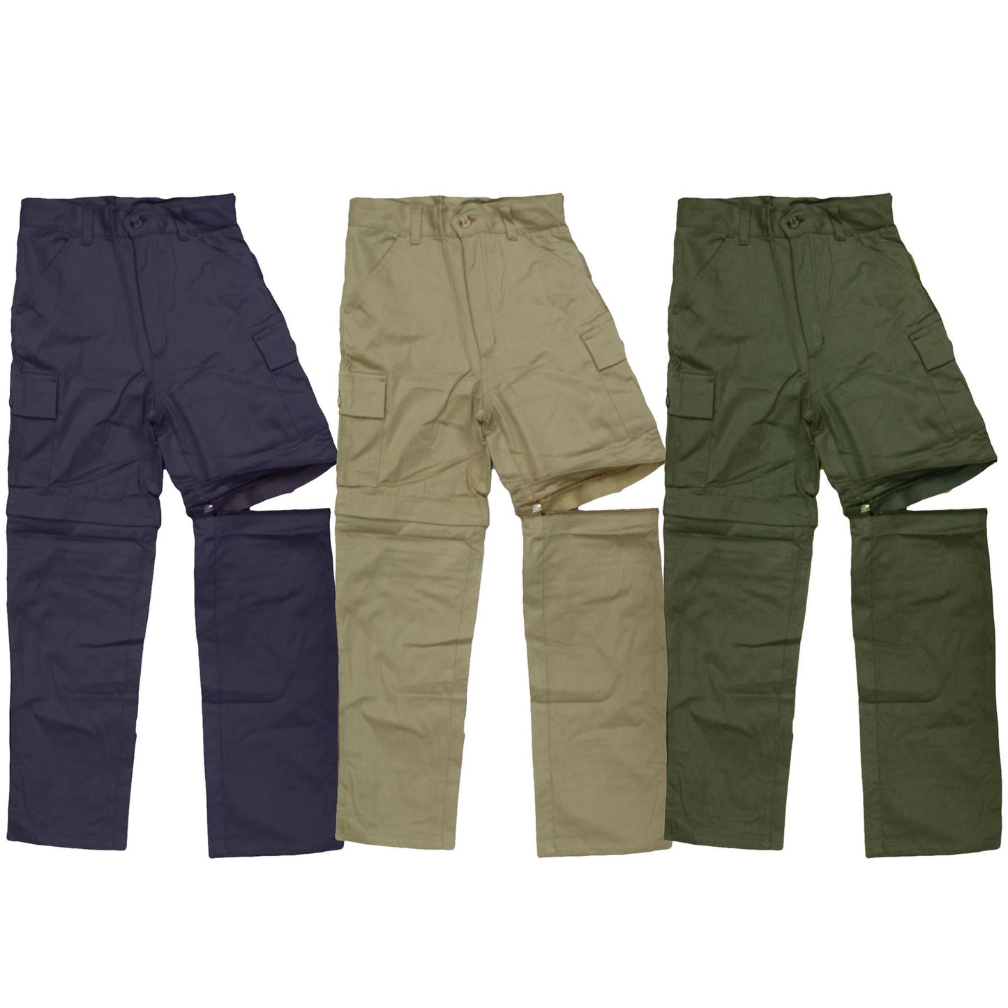 Kids Trousers 2 in 1, Zip-Off Shorts Olive