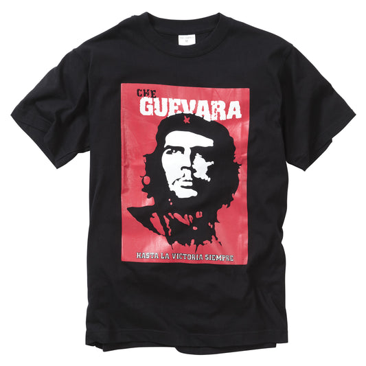 Combat T-Shirt Deluxe Che Guevara Printed Cotton Short Sleeve Top Black