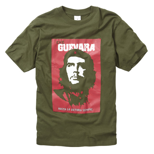 Combat T-Shirt Deluxe Che Guevara Printed Cotton Short Sleeve Top Olive