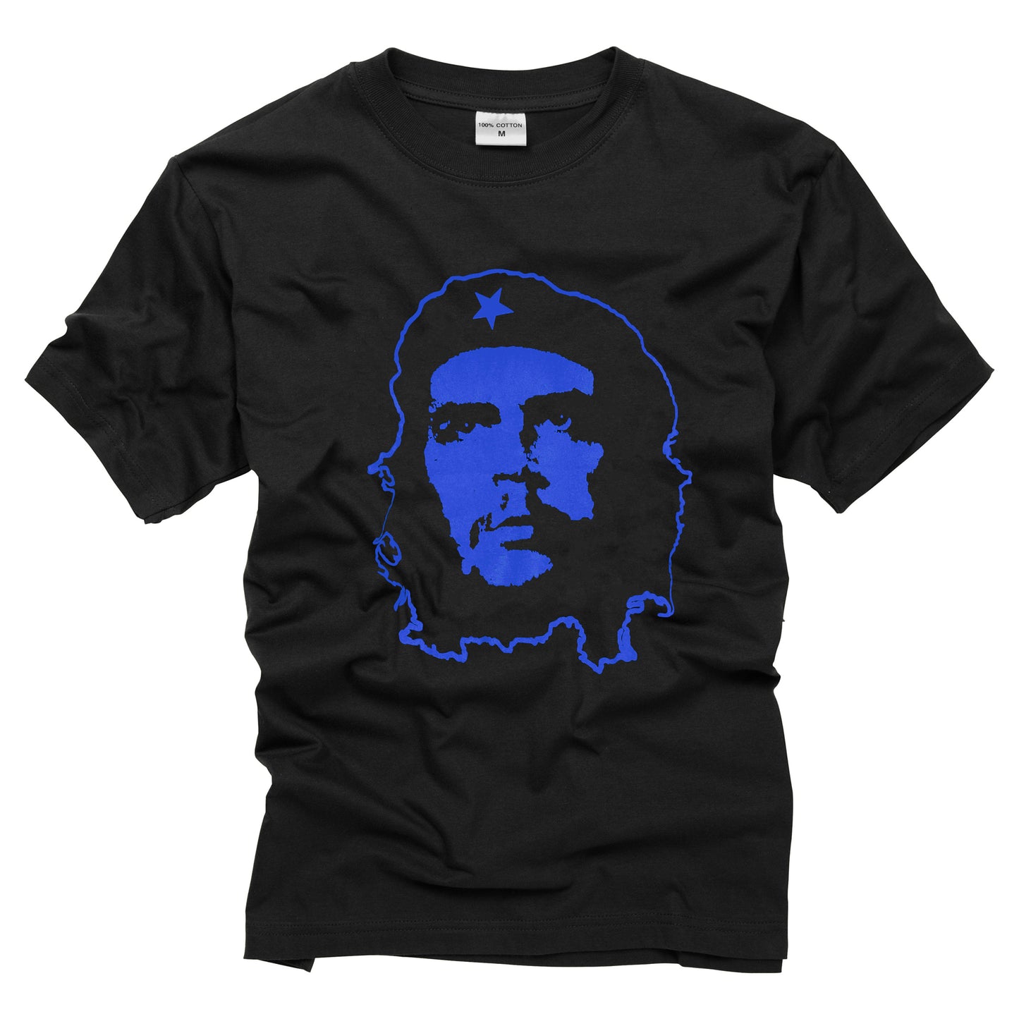 Combat T-Shirt Che Guevara Printed Cotton Short Sleeve Top Black / Blue