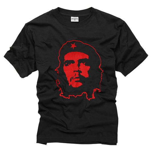 Combat T-Shirt Che Guevara Printed Cotton Short Sleeve Top Black / Red