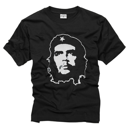 Combat T-Shirt Che Guevara Printed Cotton Short Sleeve Top Black / White