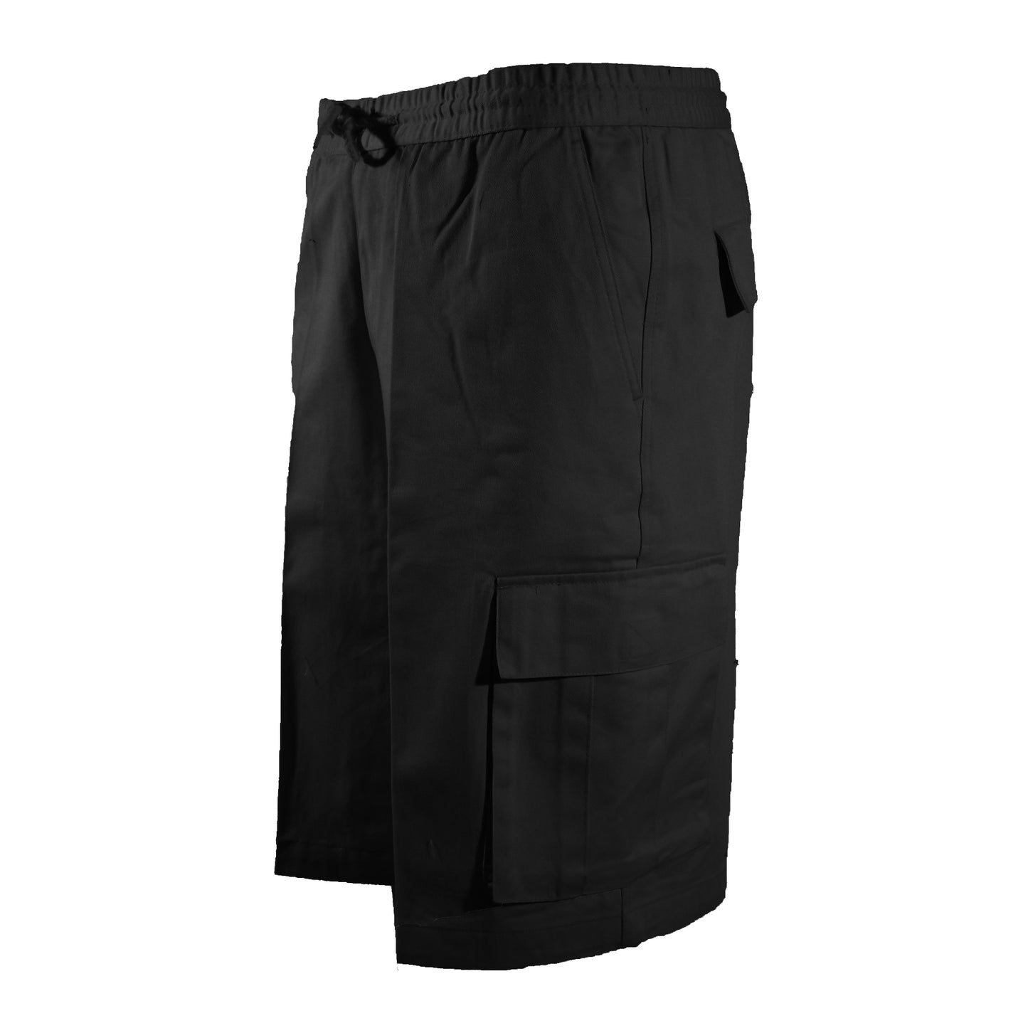 Drawstring Shorts Durable Cotton Summer Cargo Black