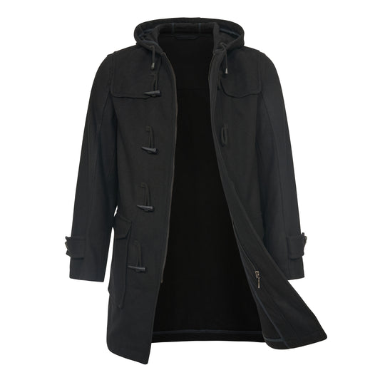 Duffle Coat Wool Trench Long Parka Black