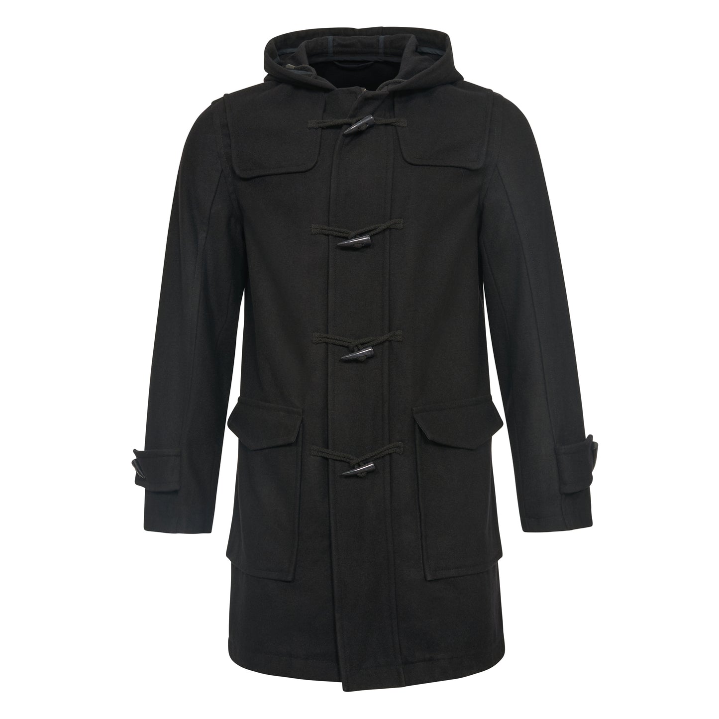 Duffle Coat Wool Trench Long Parka Black