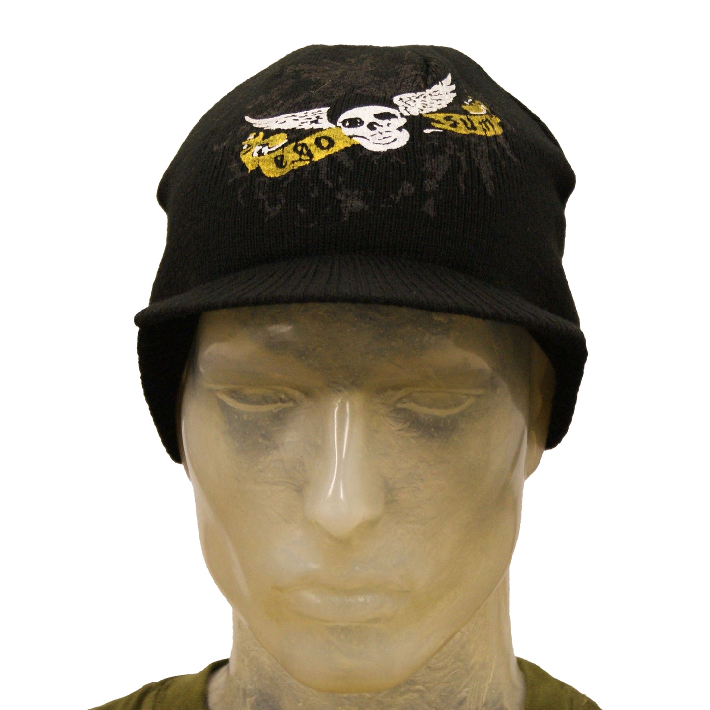 Winter Hat Printed Ego Wings Beanie Peaked Watch Cap Black