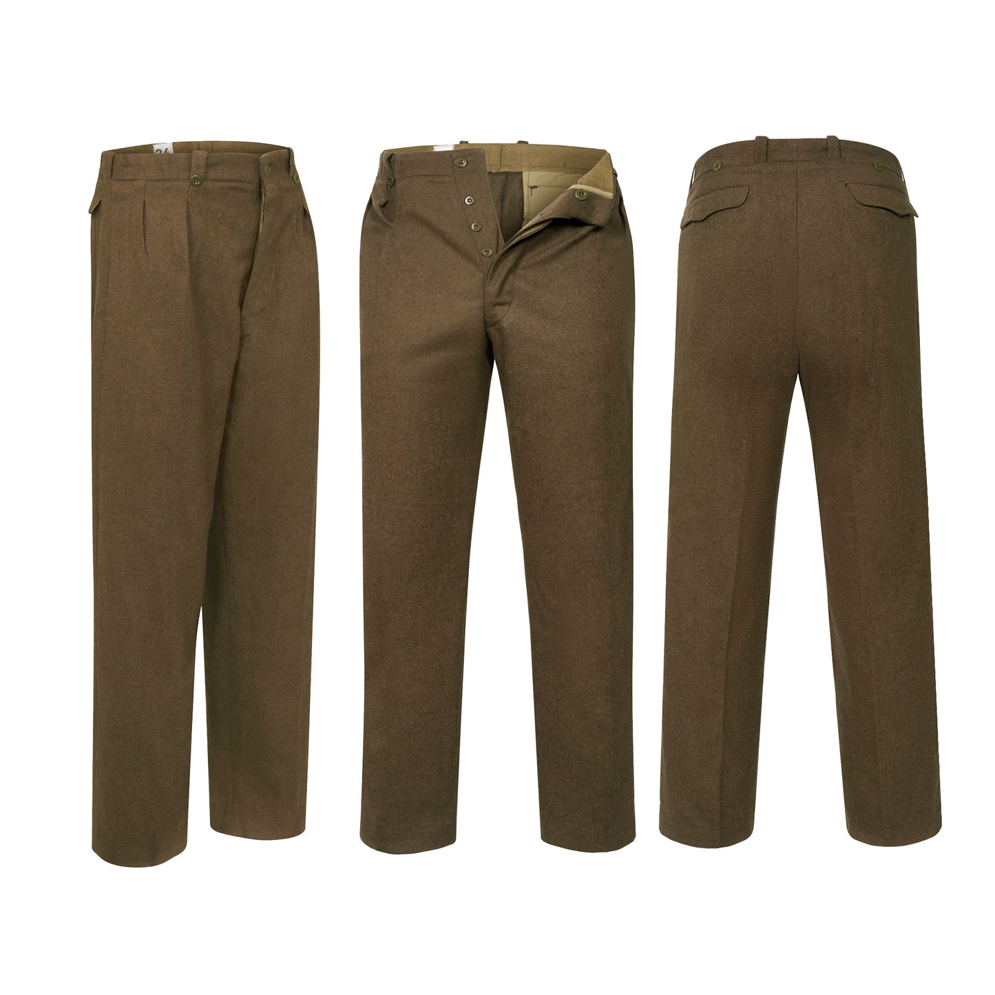 Wool Trousers Original French Army WWII Pants Khaki